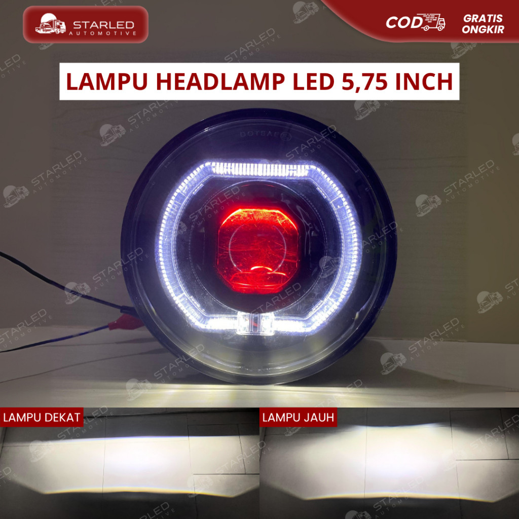 Lampu Led Projector Biled Bulat 5,75 INCH CB GL MEGAPRO 12V 24V Lampu Utama Depan Bulat 5.75 INCH He