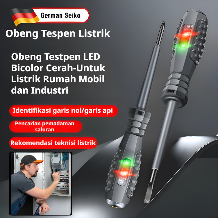 ✅Obeng Tespen Listrik✅Obeng Tester Listrik/Tespen Elektrik/Obeng LED Cahaya Terang/Alat Deteksi List