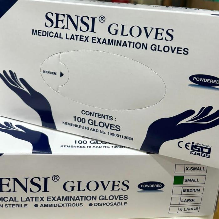 RuangKeluarga3 Sensi Gloves latex powdered isi 100 pcs Size XS/S/M/L - XS