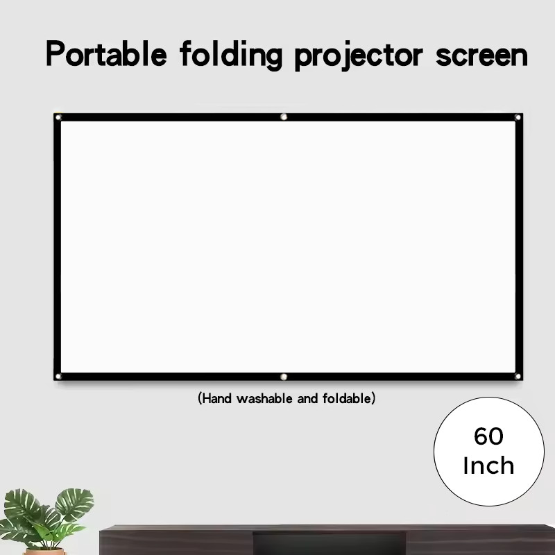 Kain Layar Proyektor High Contrast HD 16:9 Polyester | Layar Proyektor Lipat Anti Kusut 60-100 Inch
