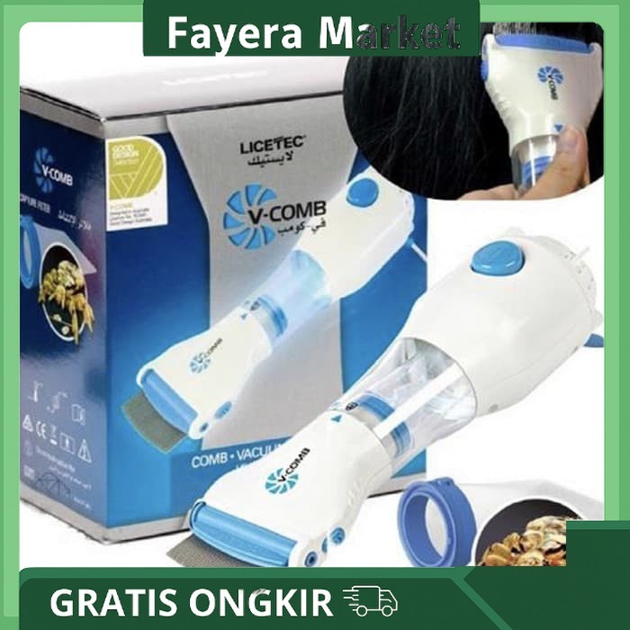 FAYE ORIGINAL V-COMB SERIT PENGHILANG SISIR KUTU ELEKTRIK SERIT RAMBUT VACUM VAKUM VCOMB