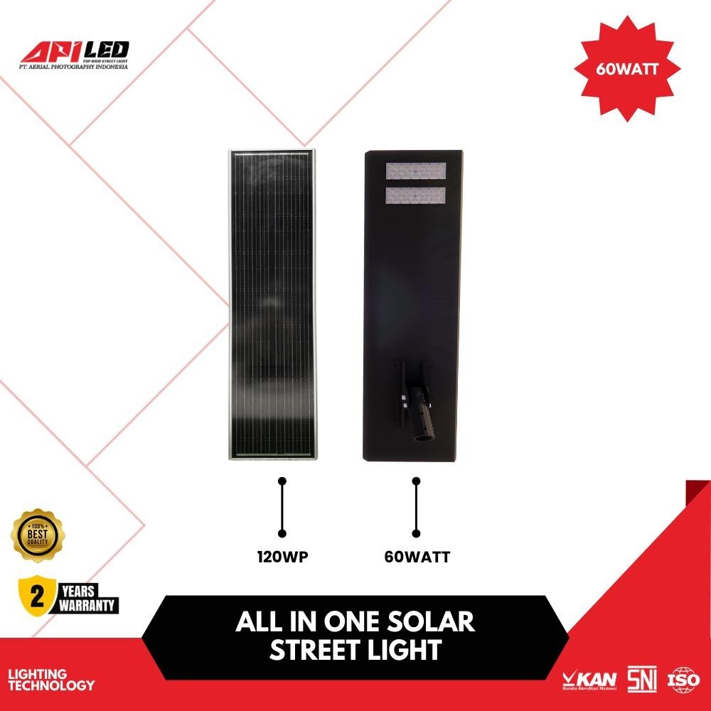Lampu Jalan PJU PJUTS AIO APILED ALL IN ONE 12.8V 60W Panel Surya 120w Penerangan Jalan Outdoor Sola