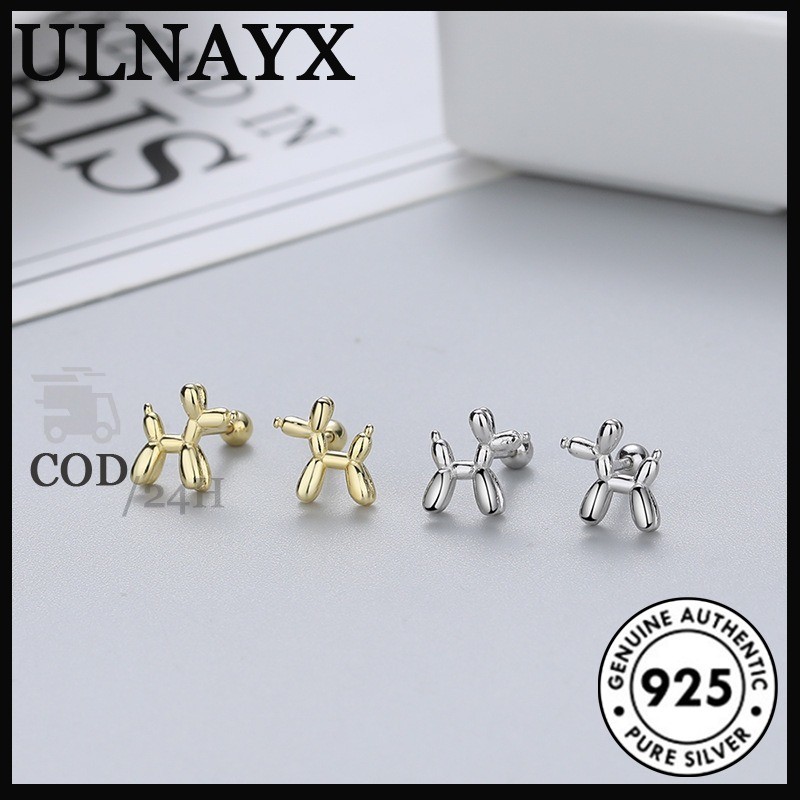 Anting Anjing Balon Kecil Gaya Korea Pilihan Dua Warna Emas Dan Perak
