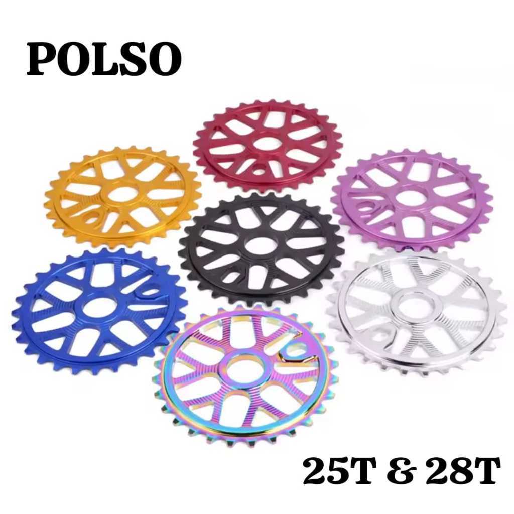 POLSO Chainring BMX 25T 28T Sprocket Chainwheel 7075 Alloy Rantai 1/2 x 1/8 Komponen Crank Gear Depa