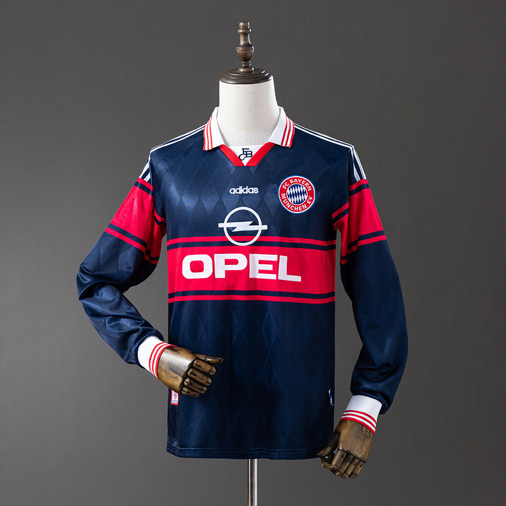 Jersey Bayern Munich 97/98 Home Long Sleeve Retro T shirt pria