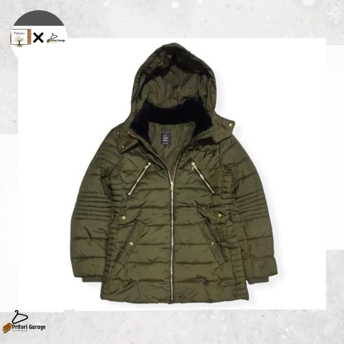 Utility Coat Parka Hoodie Puffer Jacket Zara TRF Dark Green Army Color M fit L