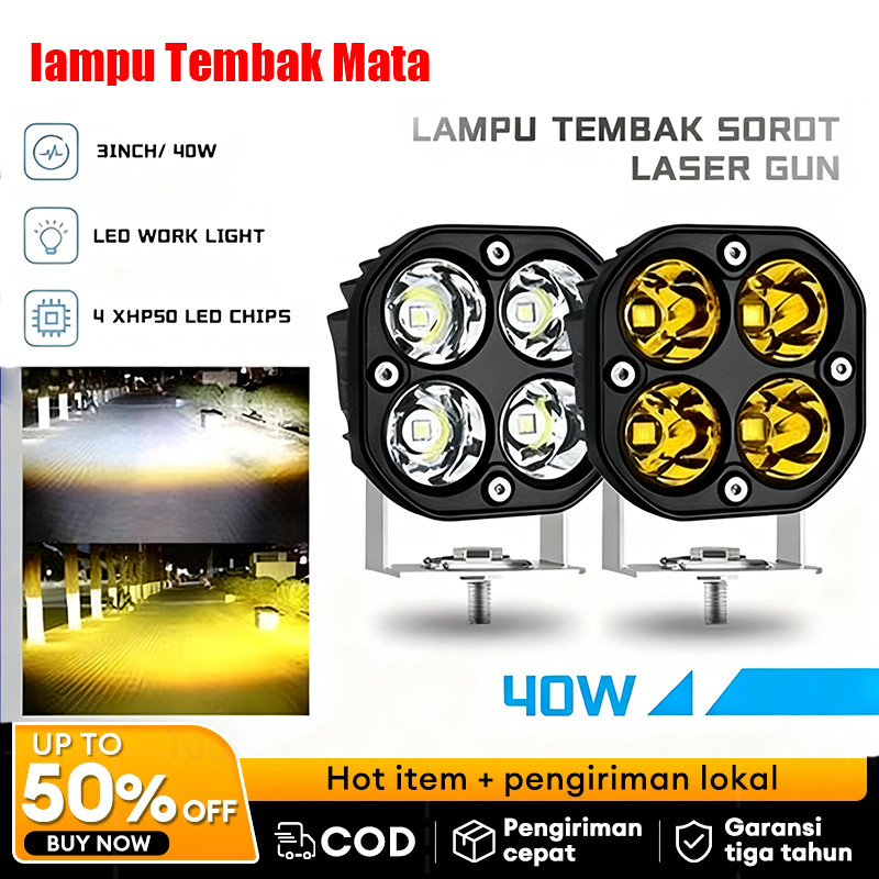 Lampu Tembak Sorot Laser Gun LED Motor Mobil Sorot 40 Watt Lasergun lampu Tembak 12 Volt Lampu Kabut