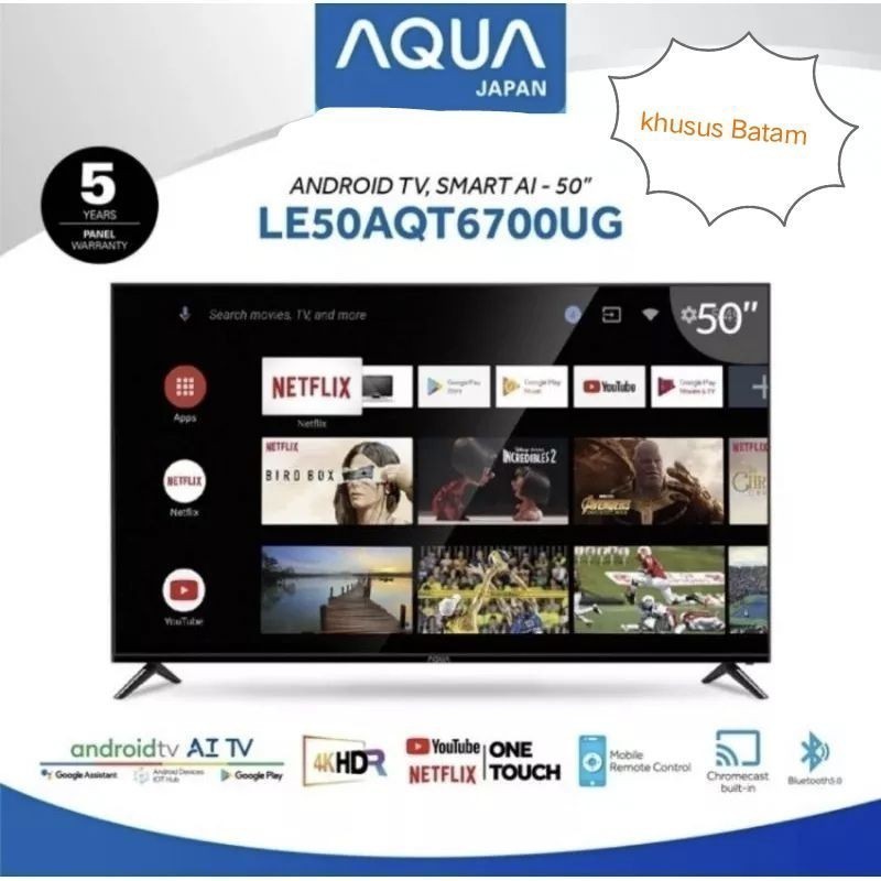 TV AQUA ANDROID 50 INCH LE50AQT6700UG GARANSI RESMI