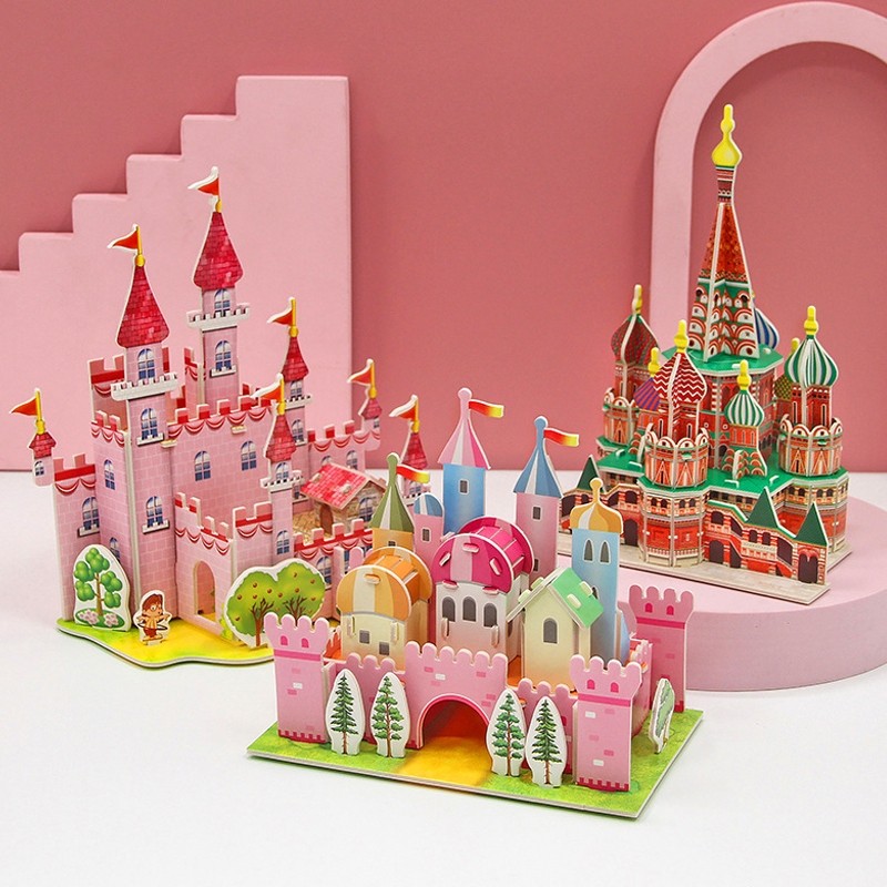 Mainan edukasi Mainan Anak 3D Puzzle Diy Villa puzzle Ruangan Rumah Rumahan