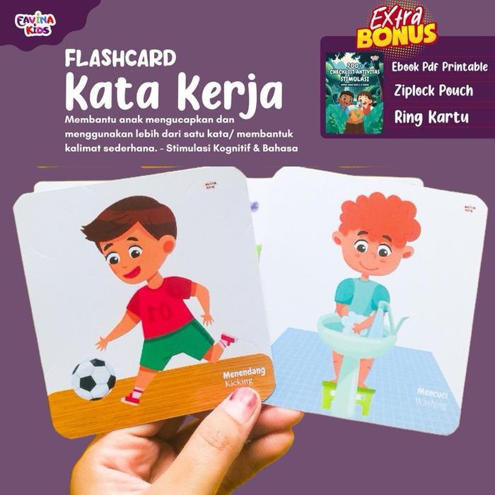 Kartu Kata Kerja Flashcards Terapi Wicara