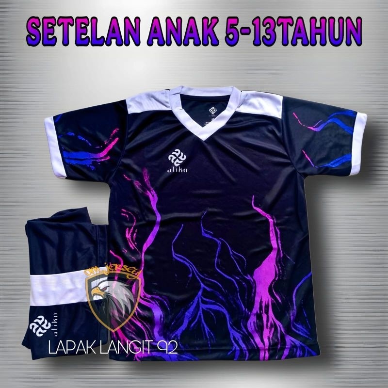 EMNS - Setelan Jersey Olahraga Sepakbola Futsal Volley Badminton Anak Usia 5-13 Tahun Baju Bola Juni