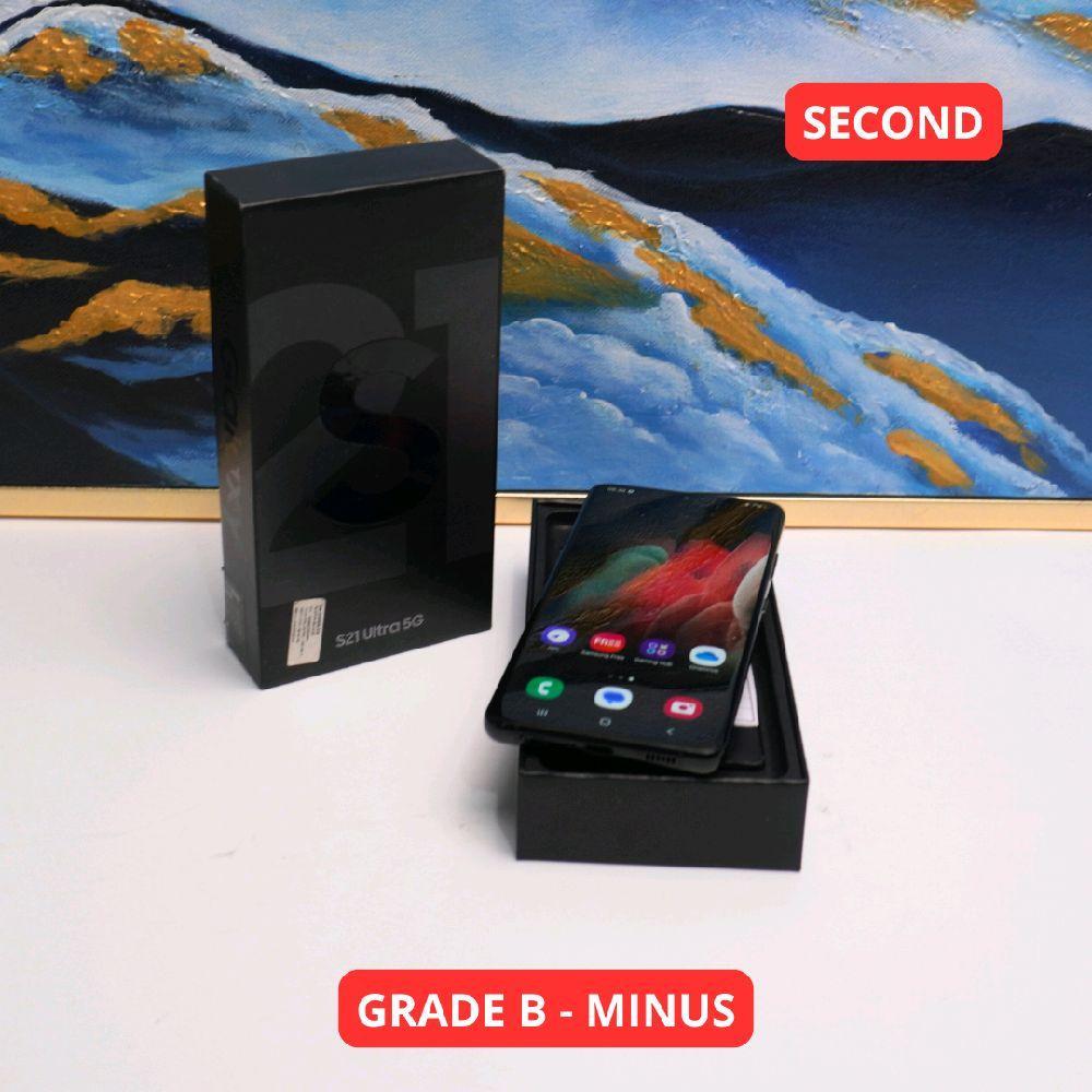 SAMSUNG S21 ULTRA 12/256 GB GRADE B - MINUS HP SECOND ORIGINAL SINAR MUTIARA CELL