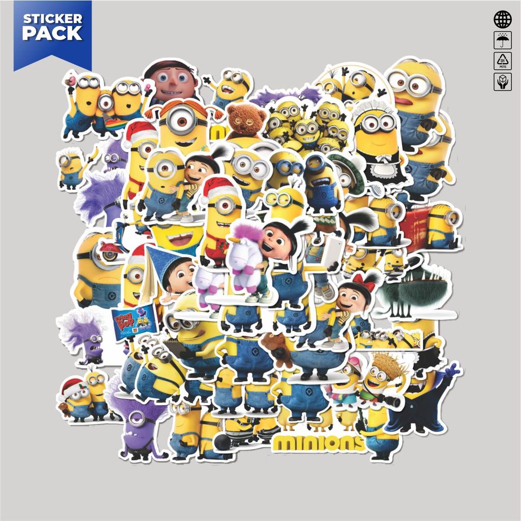 [100PCS]Stiker Pack Stiker Despicable Me Minions 1 Aesthetic Vinyl Anti Air Dekorasi Sticker Laptop 