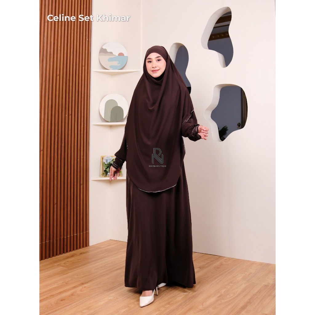 (COD) Abaya Set Khimar Premium Anti UV Elegan Terbaru 2025 - Celine By Errina Boutique Terlaris