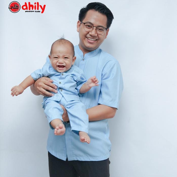 DHILY - Baju koko couple ayah anak - Biru Muda, XL anak
