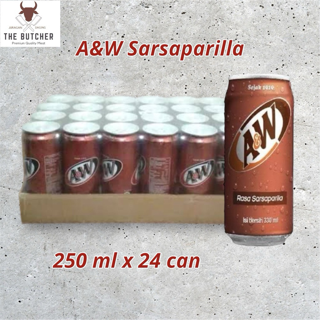 A&W Sarsaparilla (24’s x 250ml) / AW Minuman Soda 1krat / Root bear kaleng