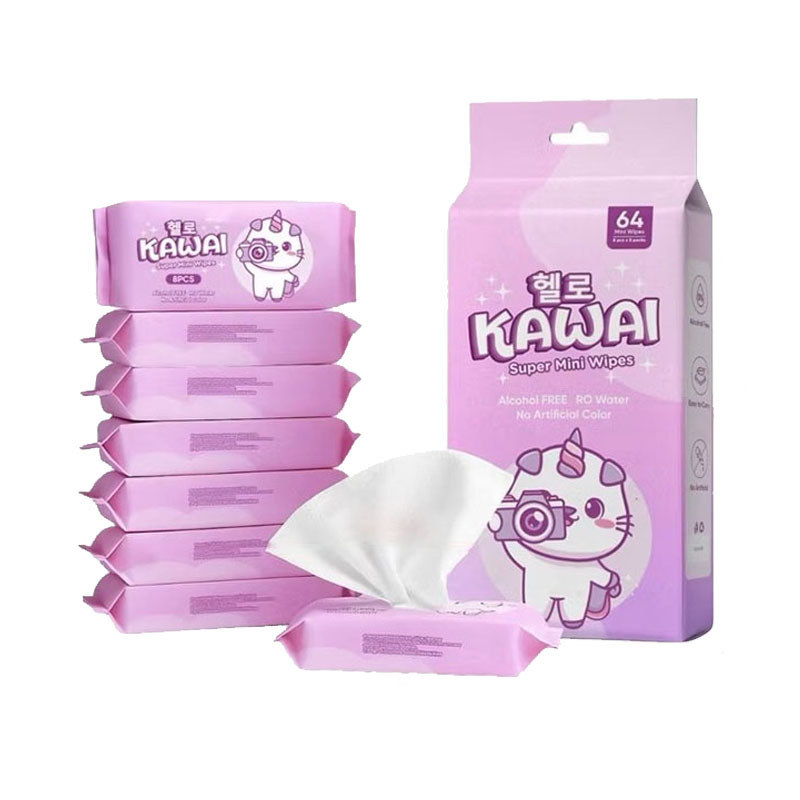 Tisu Basah Mini Portabel (8 bungkus/64 lembar) – Tisu bayi, Bebas Alkohol & Pewangi
