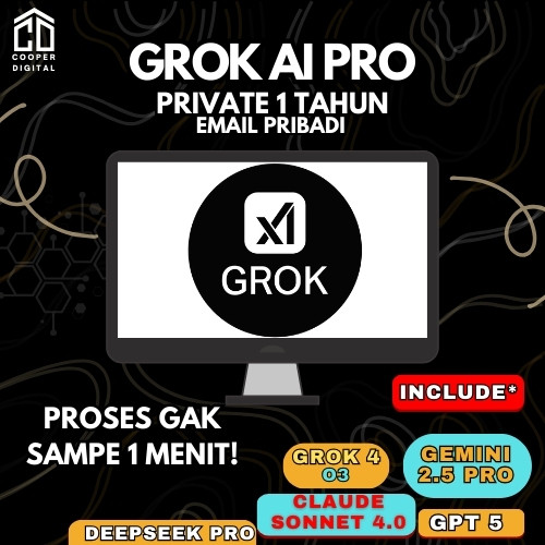 GROK AI PRO | PRIVATE 1 TAHUN PRIBADI INCLUDE GPT 5, GROK 4, CLAUDE AI  | CUSTOM ORDER