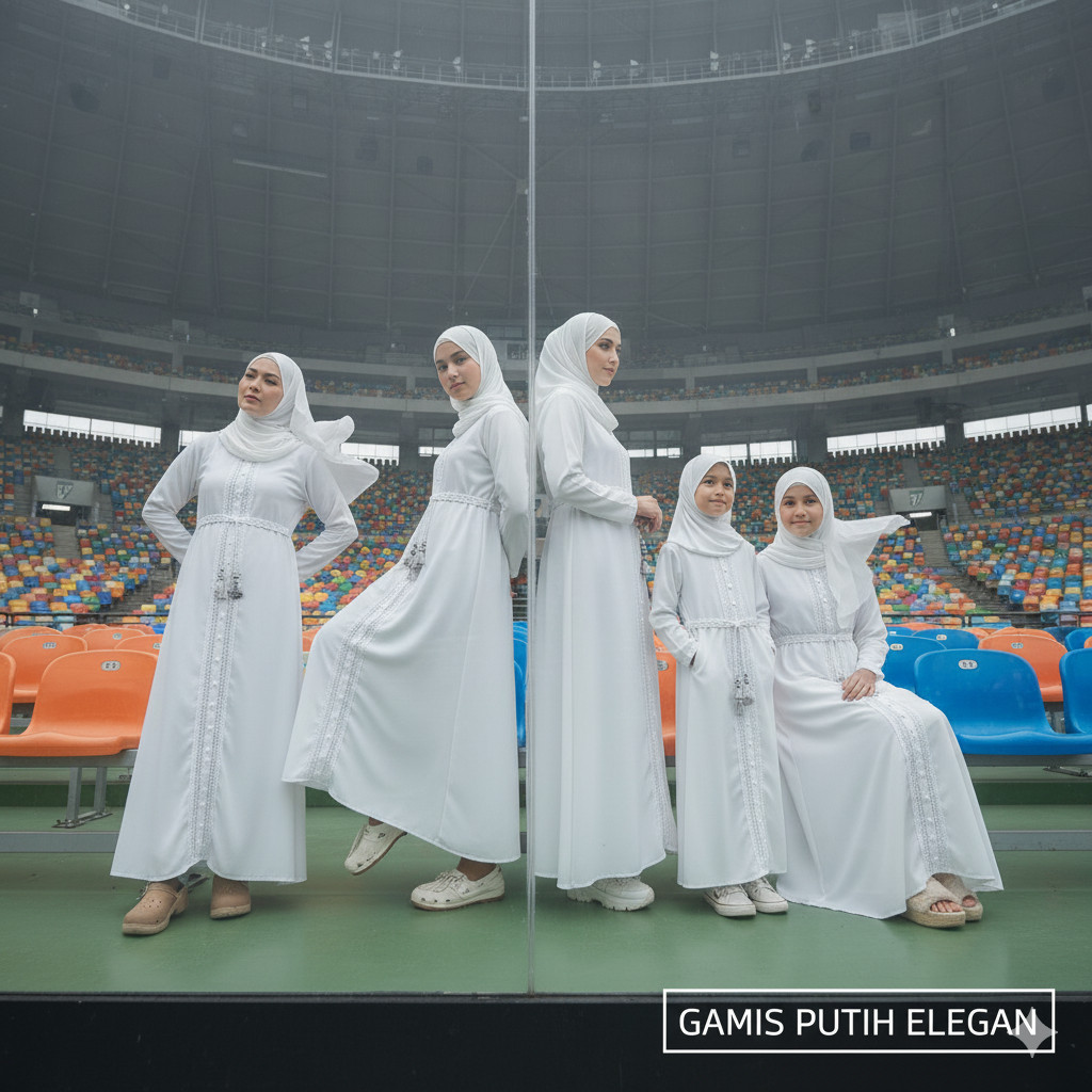 Gamis Putih Wanita Muslimah Modis Lebaran 2026 Model Elegan Kekinian