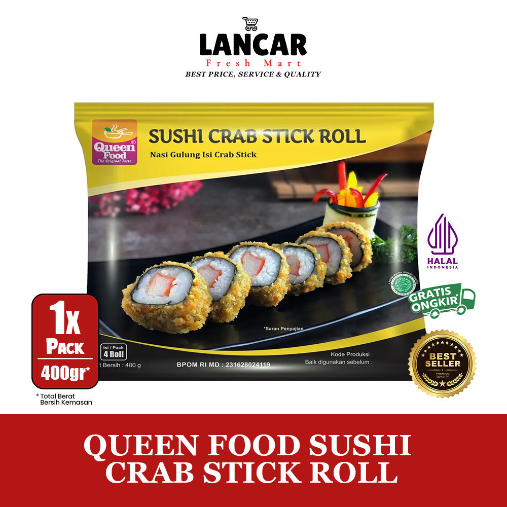 QUEEN FOOD SUSHI CRAB STICK ROLL 425GR / QUEENFOOD SUSHI CRAB STICK ROLL 425GR