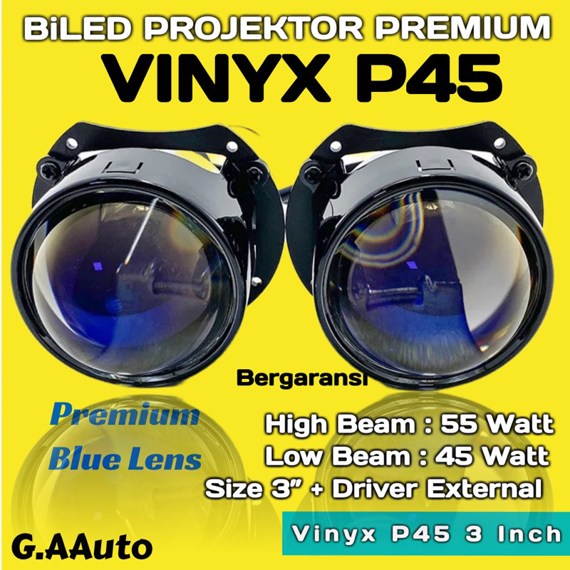 LED Laser Projector Projie BiLED 3 Inchi Vinyx P45 Led BiLED Motor Mobil Blue Purple Lens Vinyx Supe