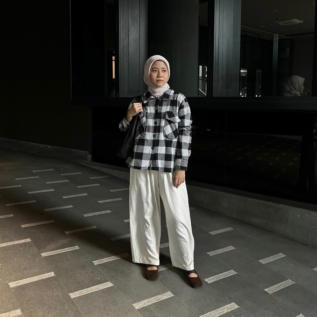 NEKA - Mindy Jaket | Kemeja Tartan Kotak Wanita | Outer Bahan Flanel Tebal Premium Korean Style