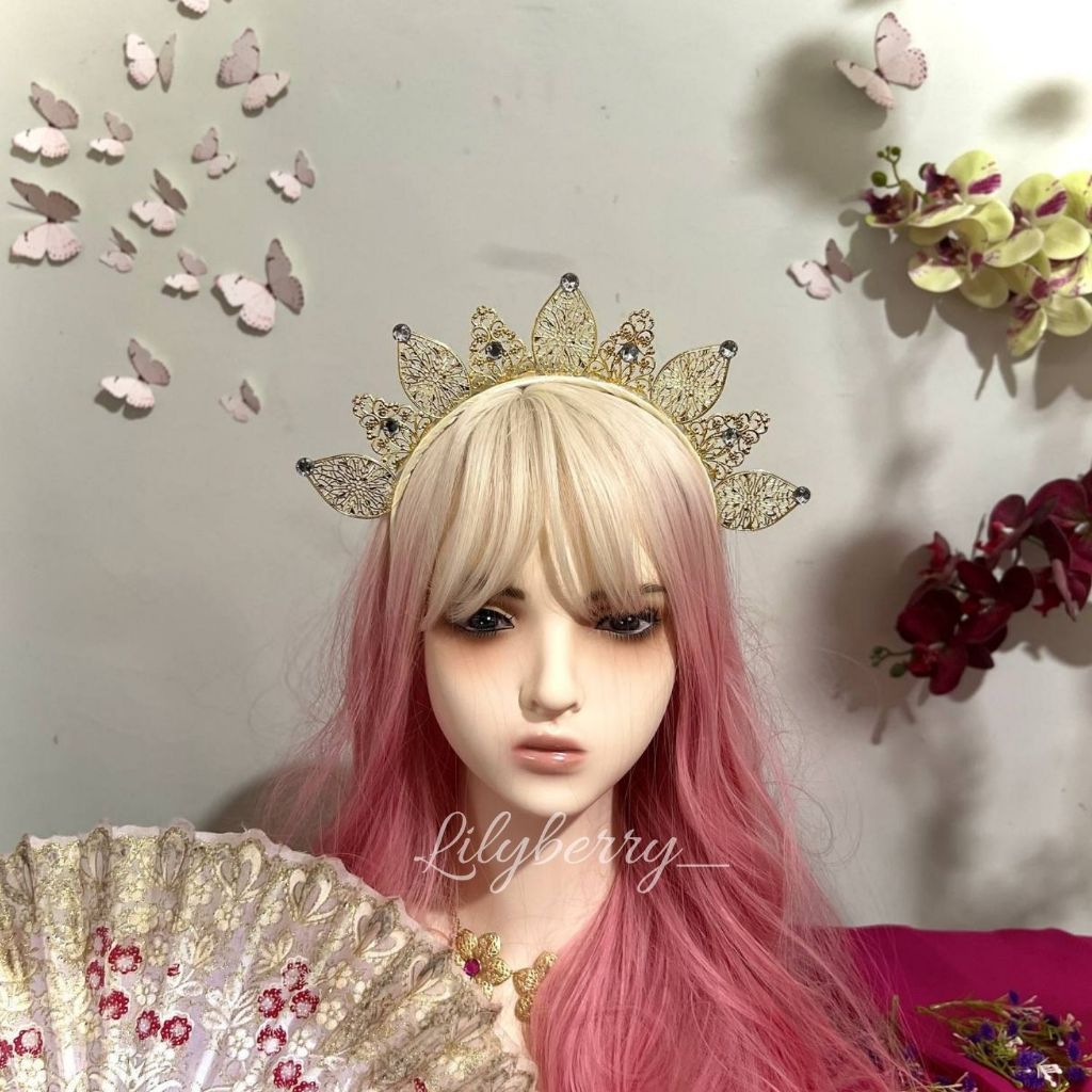 TERMURAH Bando Mahkota Hiasan Kepala Karnaval Festival Headpiece Hijab Wisuda Anak Wanita Elegan - K