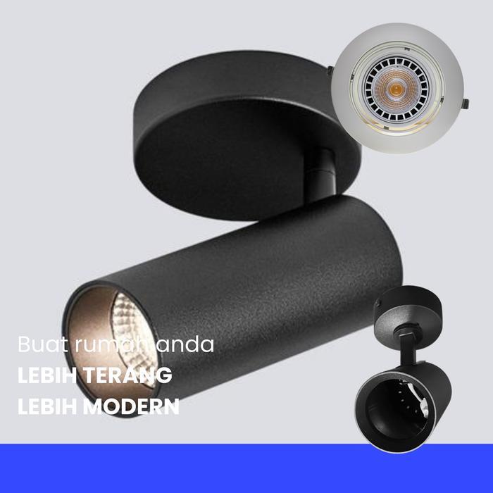 Rumah Lampu sorot plafon MR16 / spot light tempel MR16 7w 3000k - 2700k non dimm