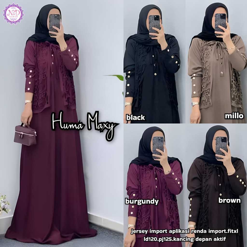 HUMA MAXY N&D  DRESS WANITA BAHAN JERSEY IMPORT LD 120 alya store