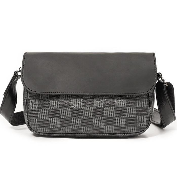 Leather Concept YULIUS Tas Selempang Pria Kulit Mini Sling Bag Kulit Pria - Kotak Kotak