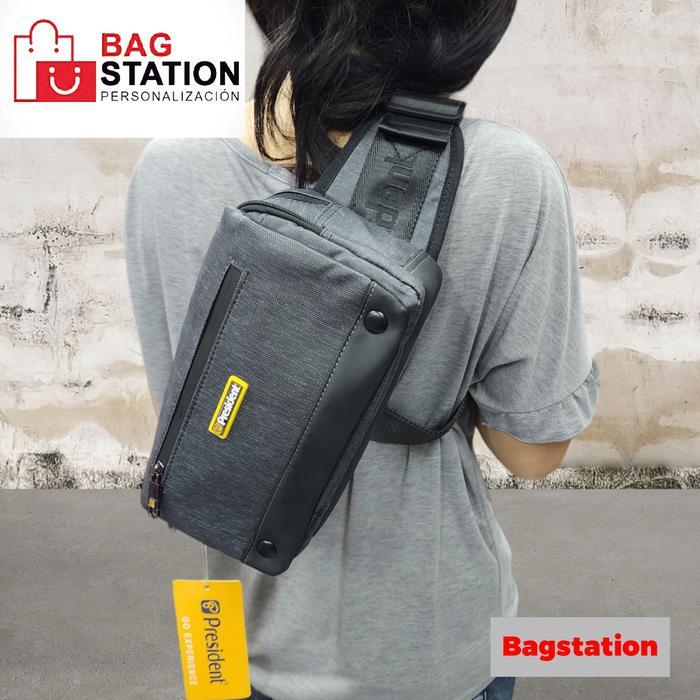 BUM BAG PRESIDENT ORIGINAL TAS PINGGANG PRESIDENT SLING BAG PRESIDENT - Hitam