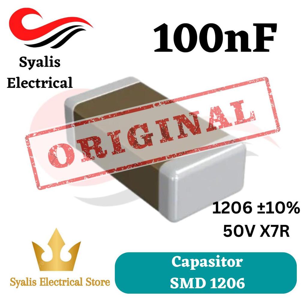 Kapasitor 1206 100nf Capasitor 100 nf SMD [ Syalis ]