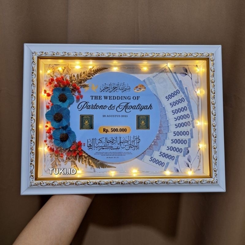 BINGKAI MAHAR 3D CUSTOM / MAHAR 3D/ FRAME 3D LIST GOLD / FRAME MAHAR RUSTIC / HANTARAN PERNIKAHAN / 
