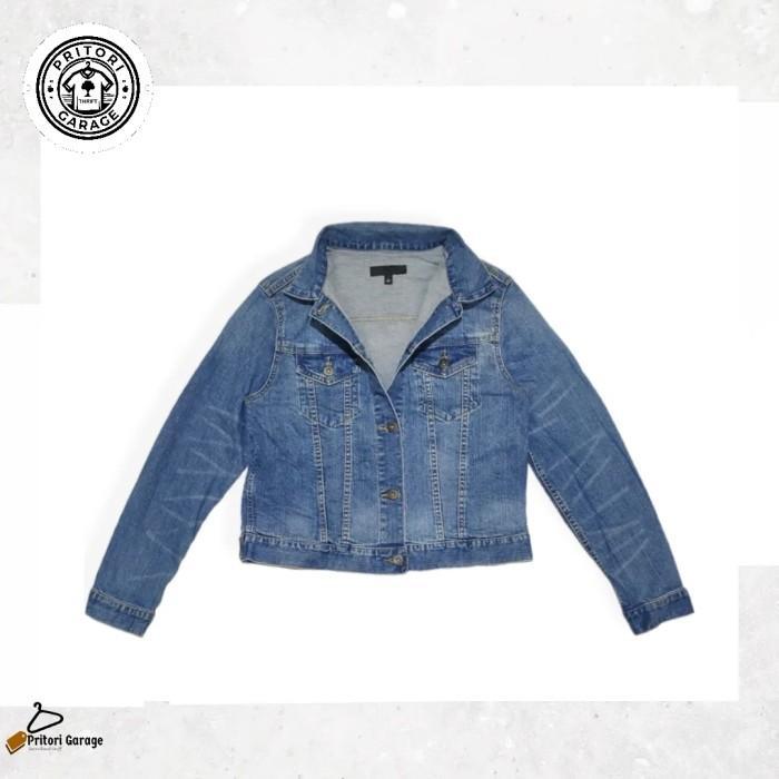 Soft Jeans Trucker Jacket Crop Uniqlo Black Tab Light Blue Wash Faded