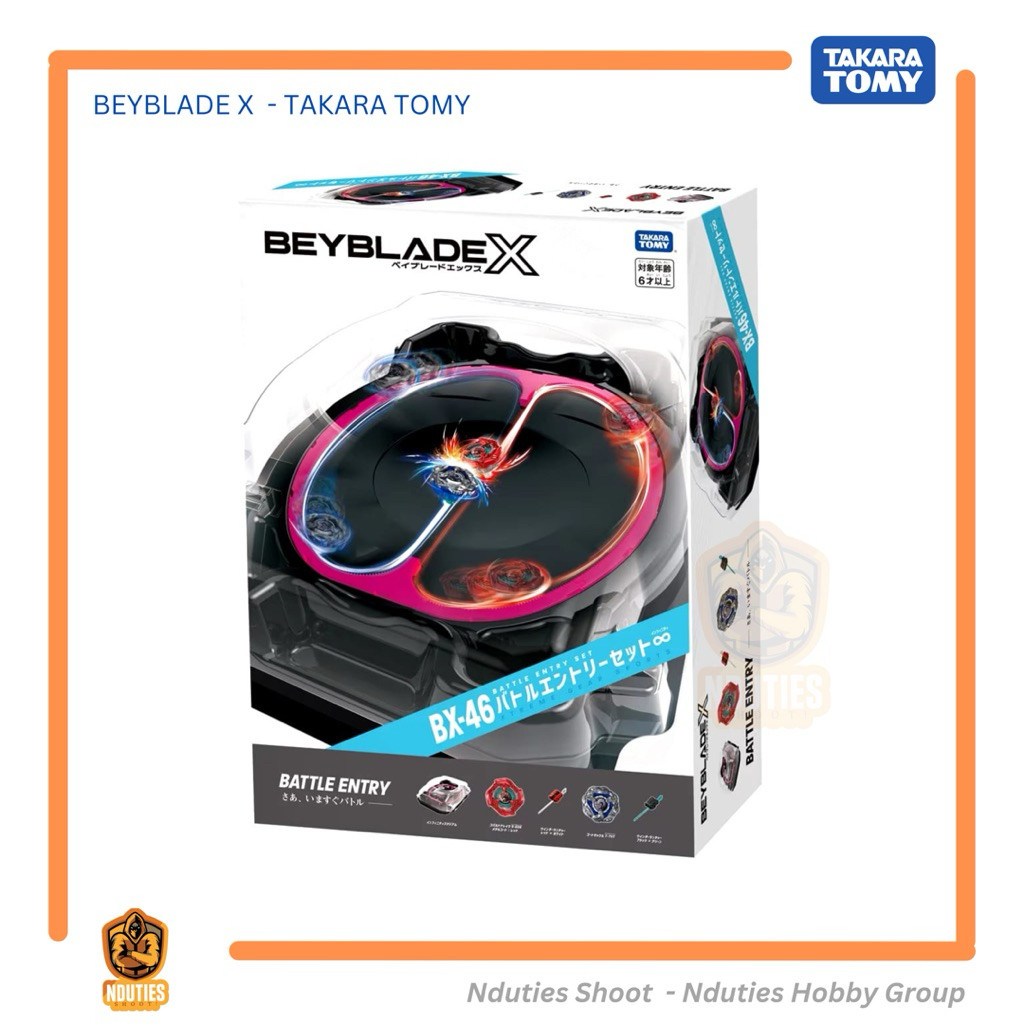 Bx-46 Beyblade X Infinity Battle Entry Set (Stadium + 2 Bey [Include Cobalt Drake] + 2 Launcher)