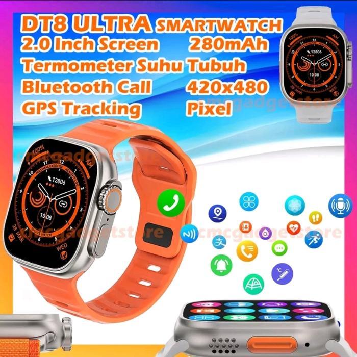 DT8 Ultra Smartwatch DT 8 no 1 Alloy 2.0 Inch Display Watch Termometer - Orange, Free AG