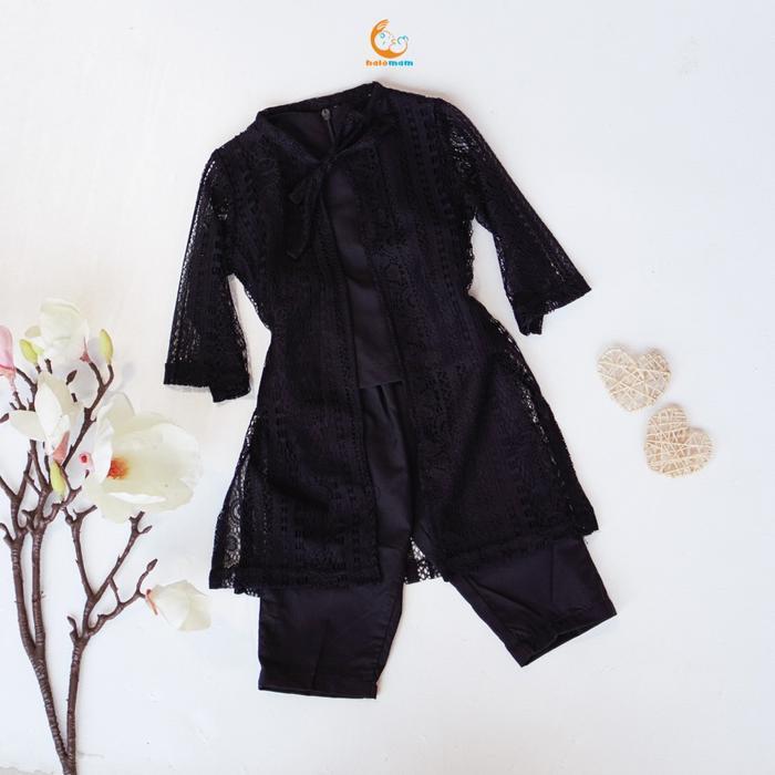 Halomam - Jasmine Set (Outer Anak/Bayi 1-5 tahun/Outer Anak Perempuan/Outer Brukat) - Black, XS