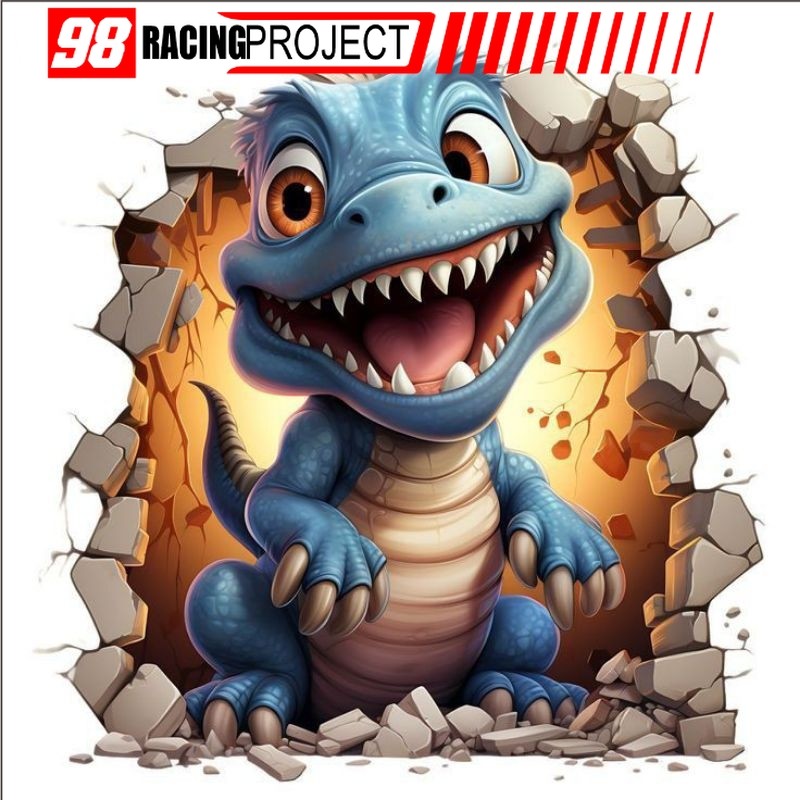 stiker 3D dinosaurus lucu, stiker print, sudah cutting size 15 x 20, anti air