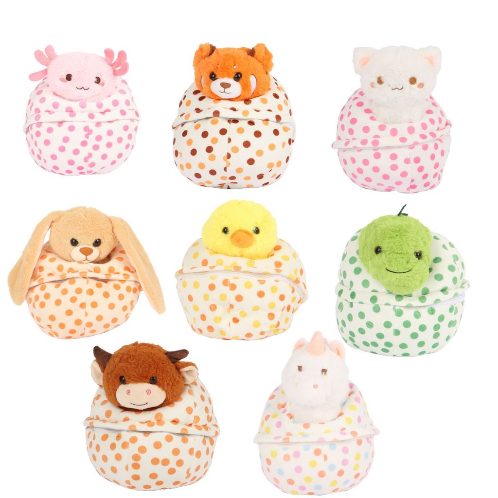 Boneka Sarang Hewan Seri Cangkang Telur Selebriti Internet Axolotl Rakun Unicorn Mainan Plush HQW5