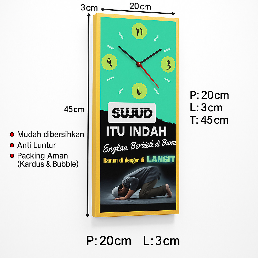 Jam Dinding Minimalis Quotes Inspiratif Jam Dinding Kayu MDF 20x45 cm Dekorasi Rumah Anti Luntur