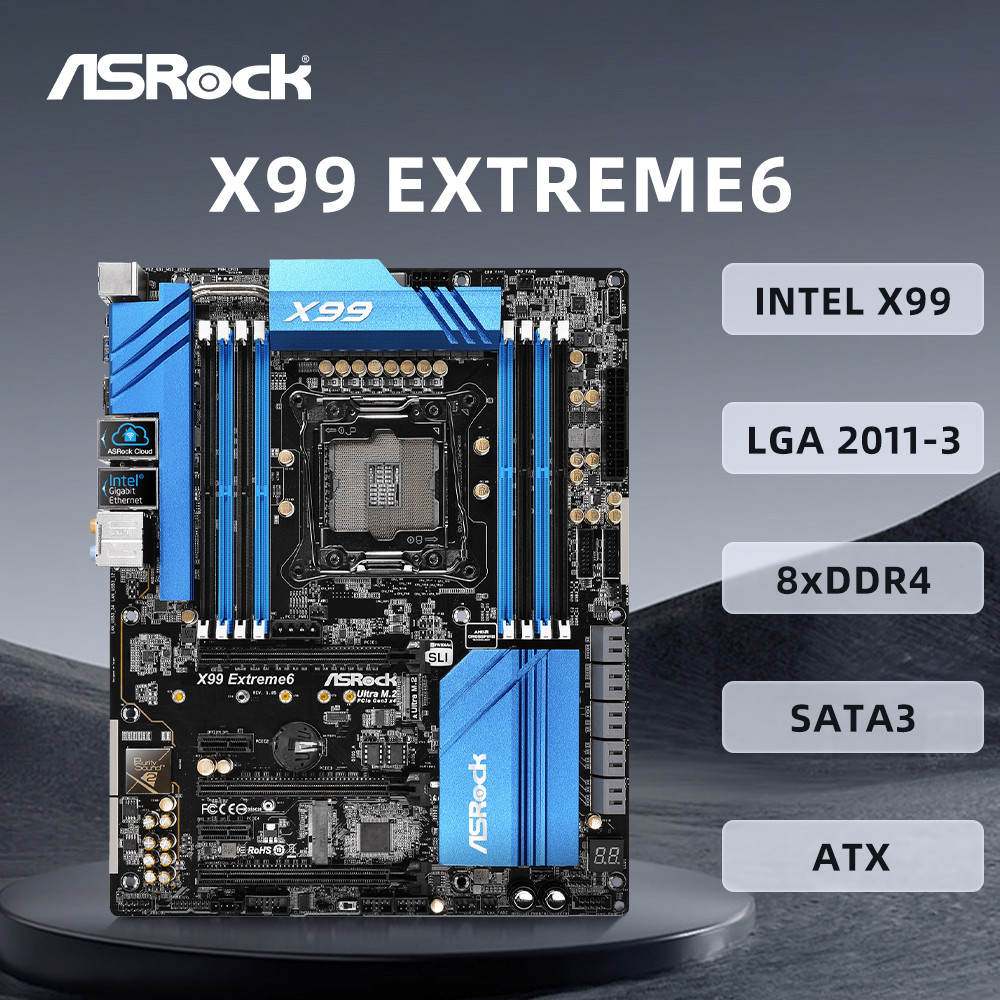 ASRock X99 EXTREME6 Motherboard Support LGA 20113 Intel Xeon E5 V3&V4 CPU 8xDDR4 3000MHz SATA NVME U