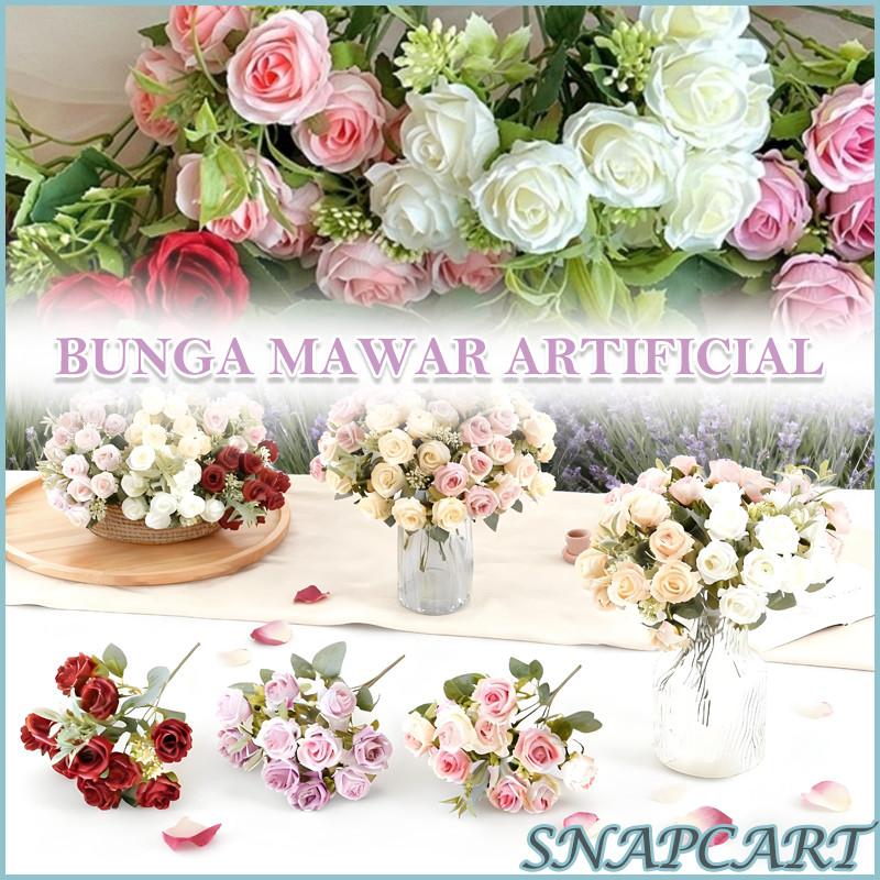 Bunga Mawar Artificial Peony/Bunga Rose Bunga Mawar Plastik Putik Kecil Buket Artificial Dekorasi