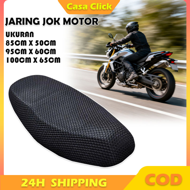 Sarung Jok Motor Jaring 3D L XL XXL Warna Hitam, Anti Slip & Adem Nyaman Untuk Harian