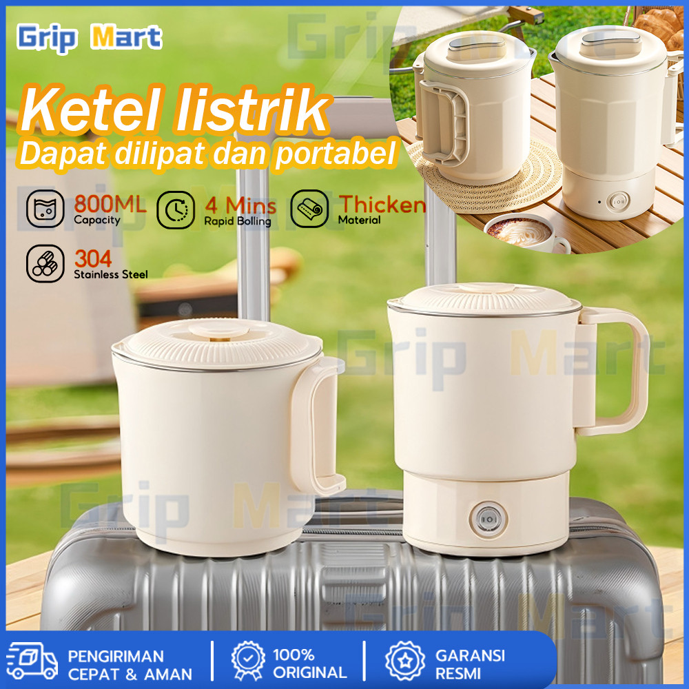 Teko Listrik Lipat Portable 800ml Ketel Elektrik Mini Serbaguna untuk Travelling Masak Air Ketel Lis