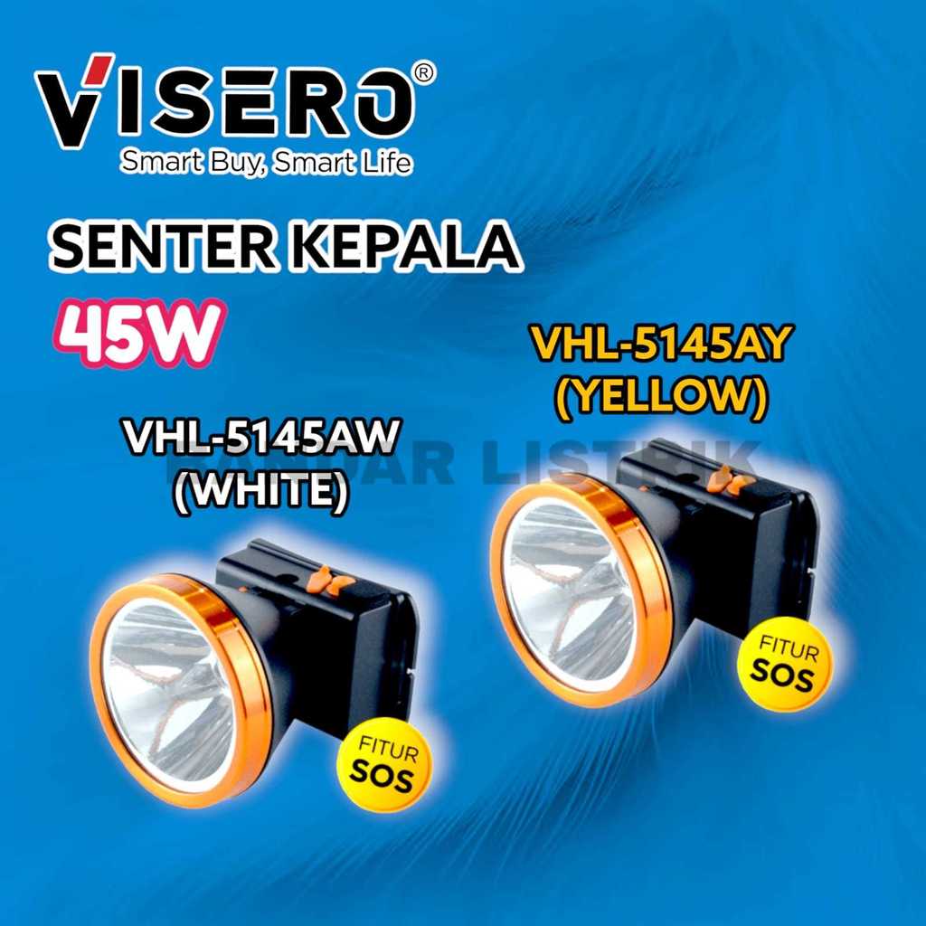 VISERO Senter Kepala Cas VHL-5145 45W Headlamp Rechargeable Cahaya Putih / Kuning