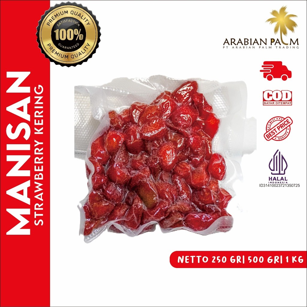 Low Sugar Dried Strawberry Premium – Stroberi Kering Asli, Manis Alami