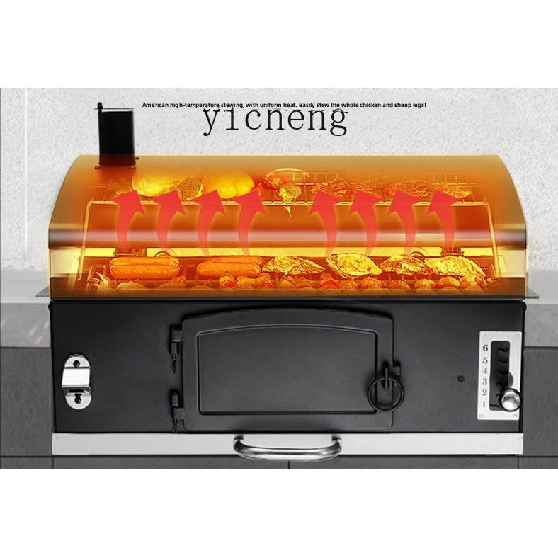 ZC Recessed Smokeless BBQ Grill Outdoor Villa Patio Carbon Grill BBQ Shelf BBQ Table