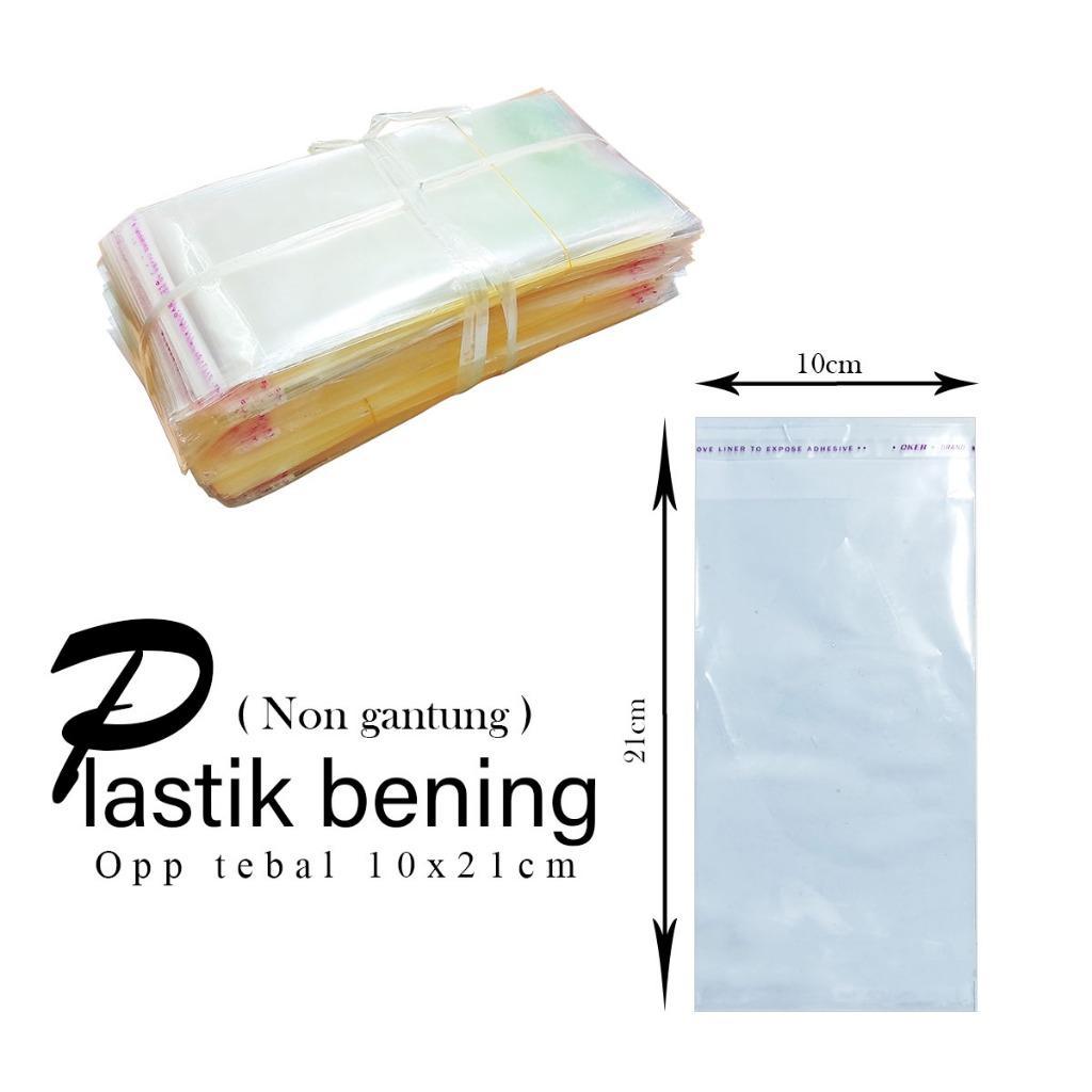 MOU 100 PCS - PLASTIK BENING OPP TEBAL ( NON GANTUNG ) 10 X 21 CM