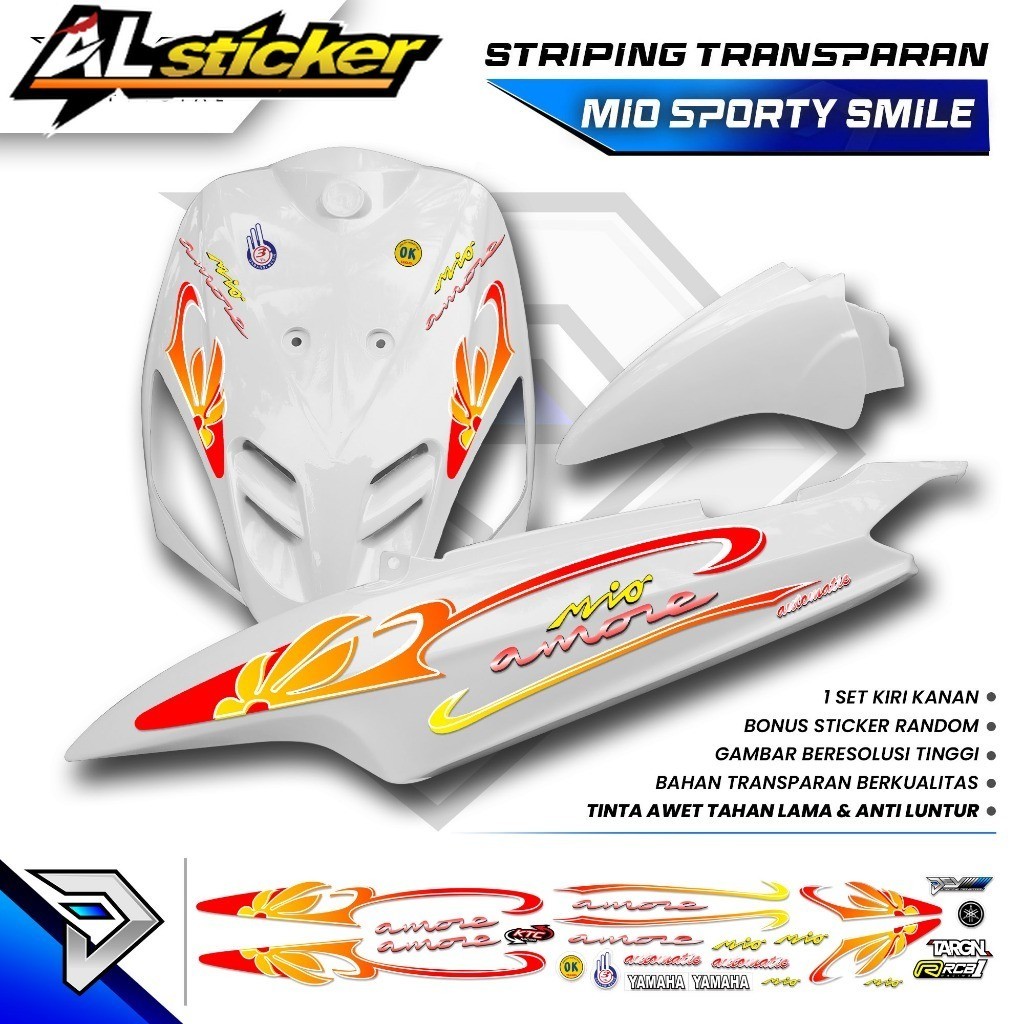 STRIPING TRANSPARAN MIO SPORTY | MIO SMILE | MOTIF BUNGA AMORE | STICKER BODY YAMAHA MIO