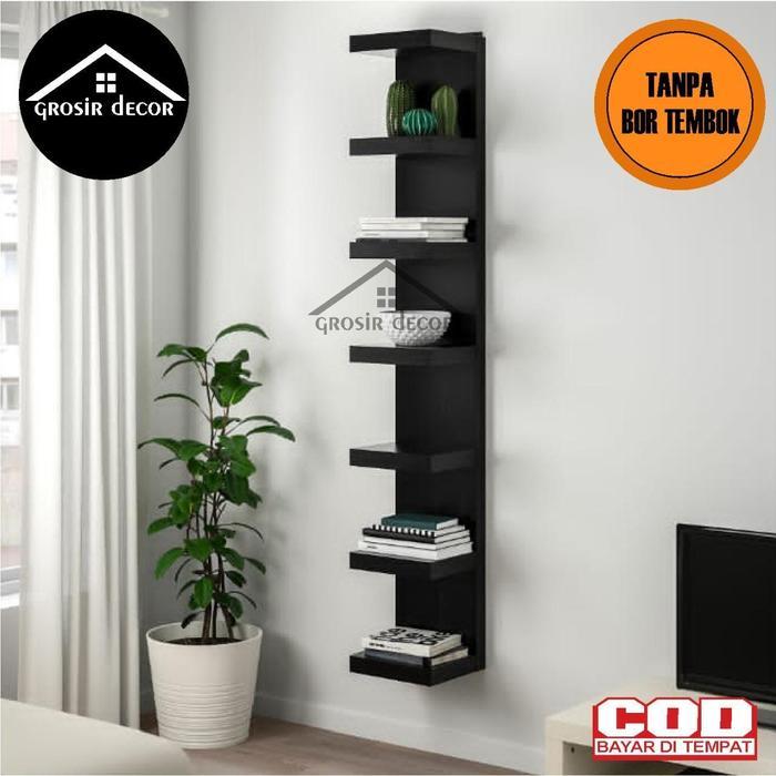 PROMO  RAK SUSUN ,RAK SEPATU,RAK TAS,RAK DINDING TEMPEL PANJANG 7 susun Kayu Furniture - hitam, 4 su